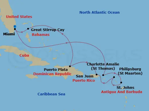 Itinerary schematic diagram
