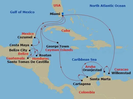Itinerary schematic diagram