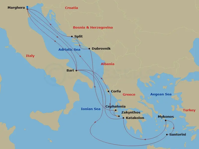 Itinerary schematic diagram