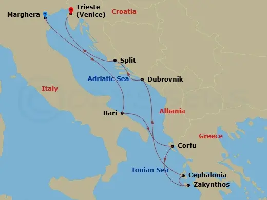 Itinerary schematic diagram