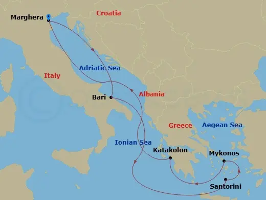 Itinerary schematic diagram