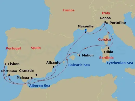 Itinerary schematic diagram
