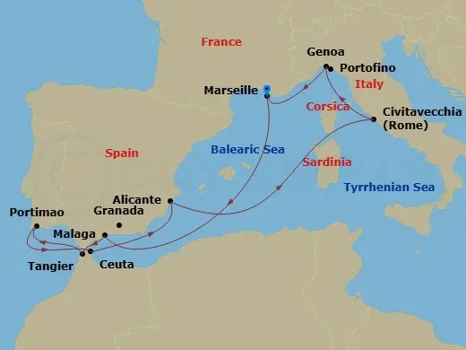 Itinerary schematic diagram