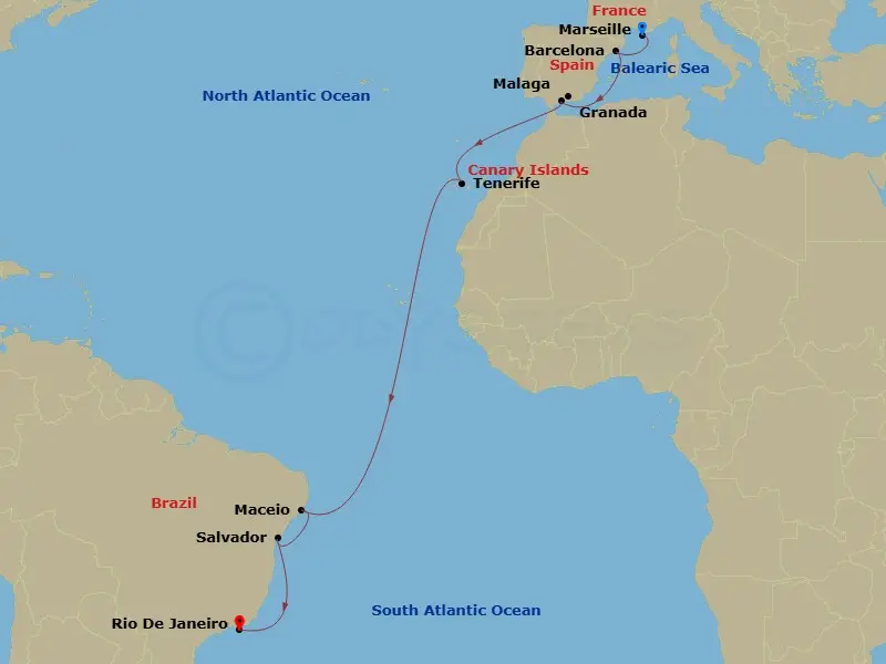 Itinerary schematic diagram