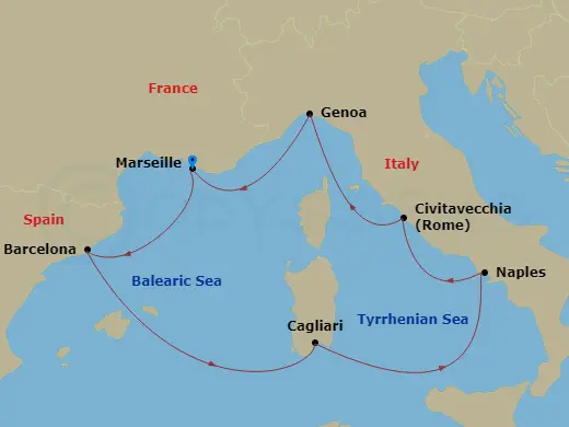 Itinerary schematic diagram