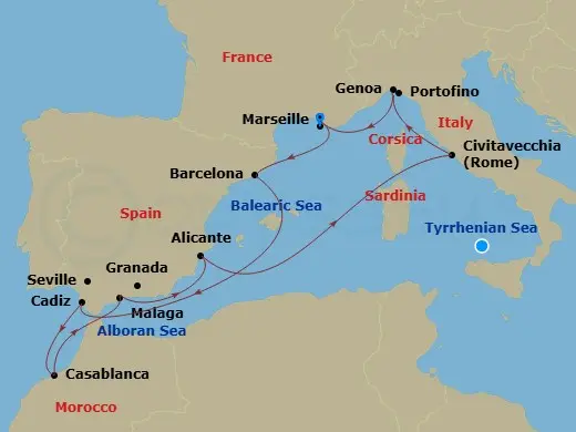 Itinerary schematic diagram