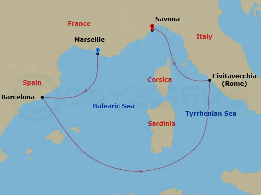 Itinerary schematic diagram