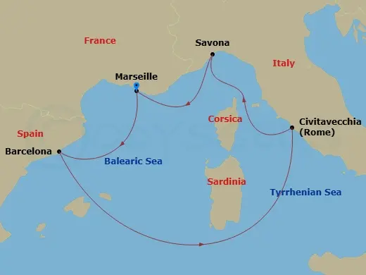 Itinerary schematic diagram