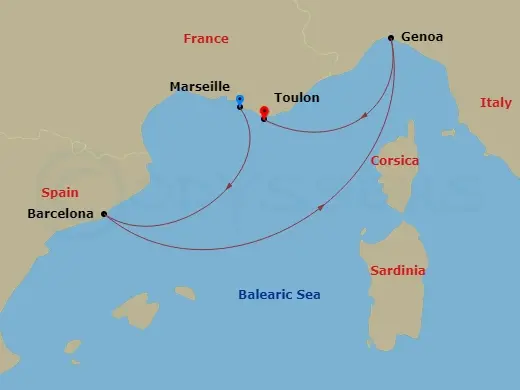 Itinerary schematic diagram