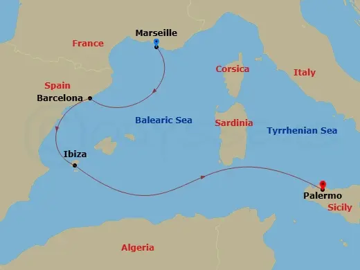 Itinerary schematic diagram