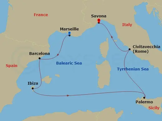 Itinerary schematic diagram