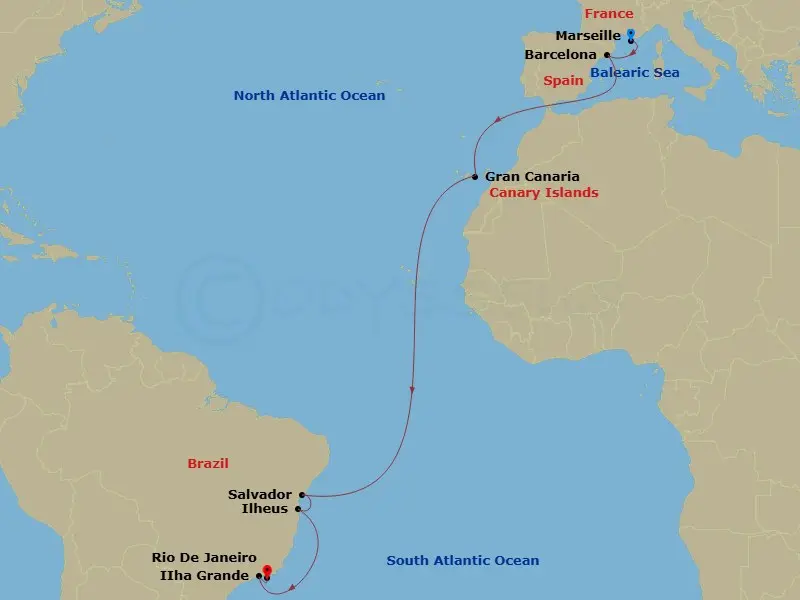 Itinerary schematic diagram