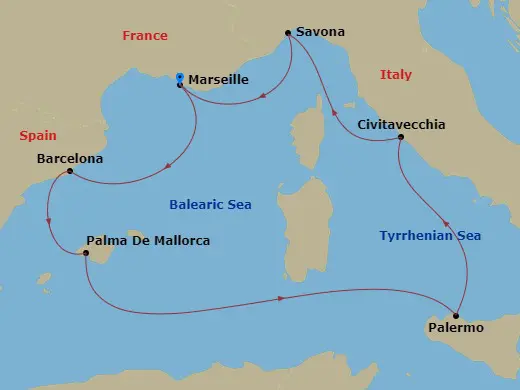 Itinerary schematic diagram