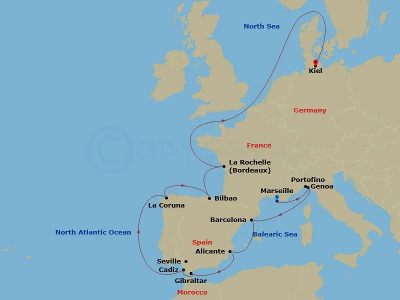 Itinerary schematic diagram