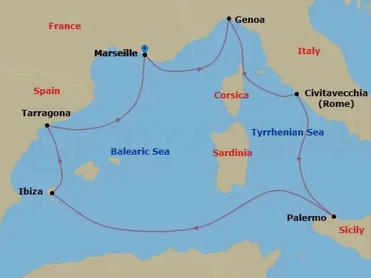 Itinerary schematic diagram