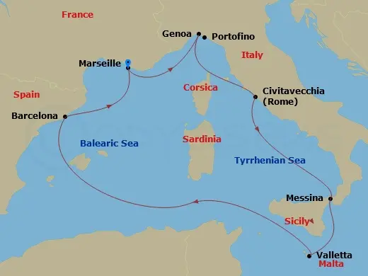 Itinerary schematic diagram