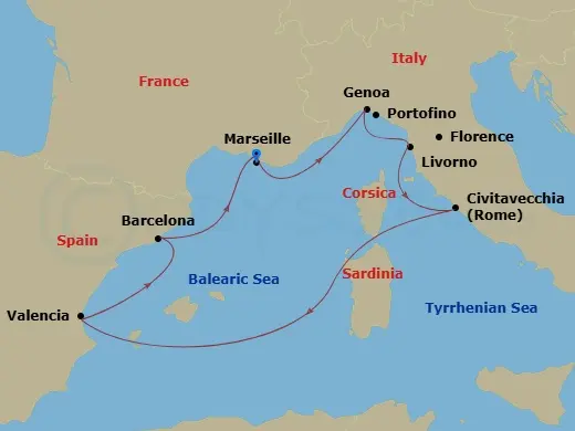 Itinerary schematic diagram