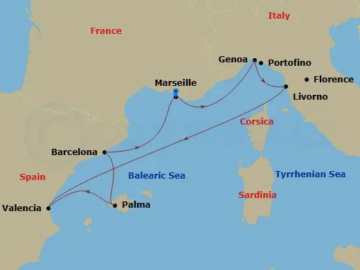 Itinerary schematic diagram