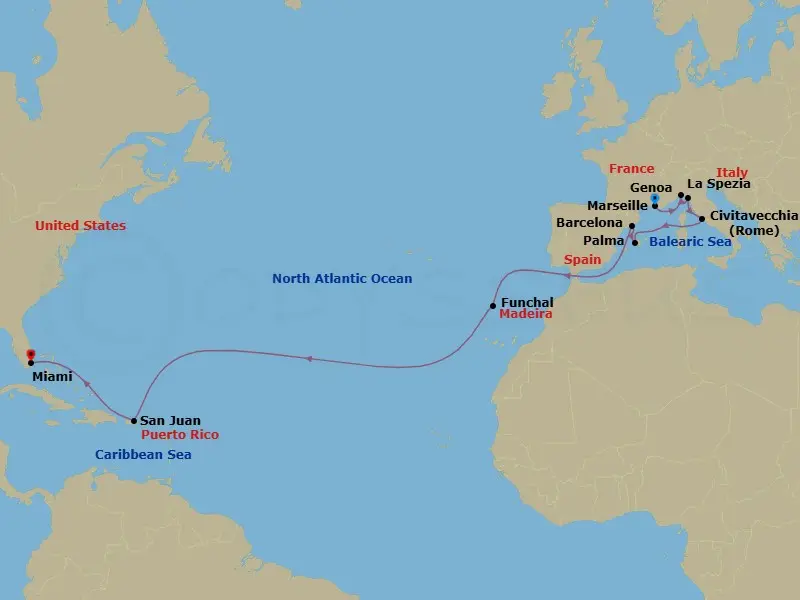 Itinerary schematic diagram