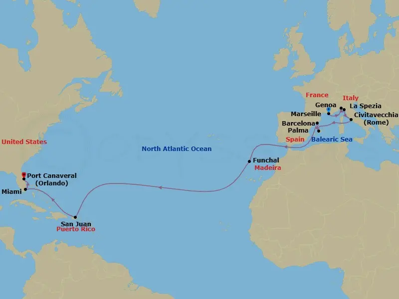 Itinerary schematic diagram