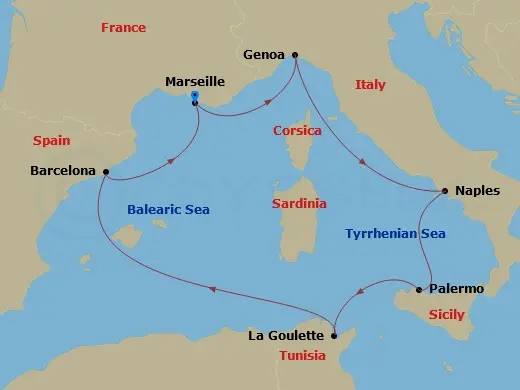 Itinerary schematic diagram