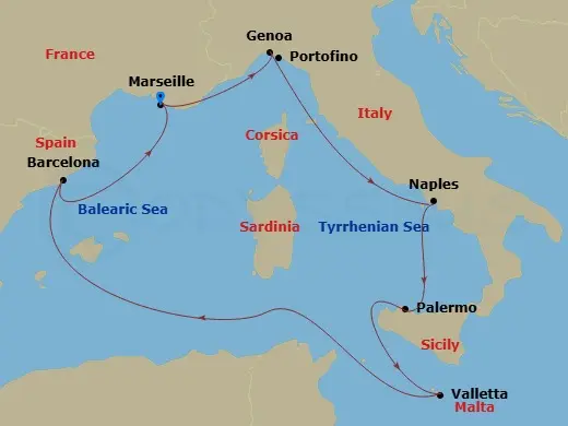 Itinerary schematic diagram