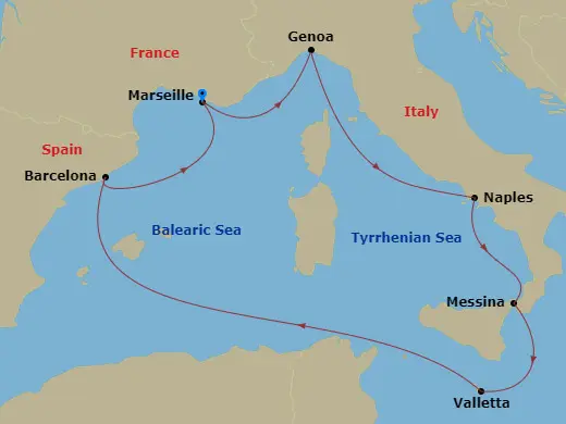 Itinerary schematic diagram