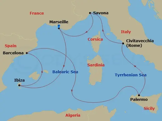 Itinerary schematic diagram