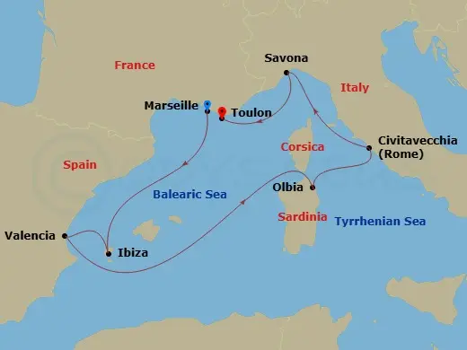 Itinerary schematic diagram