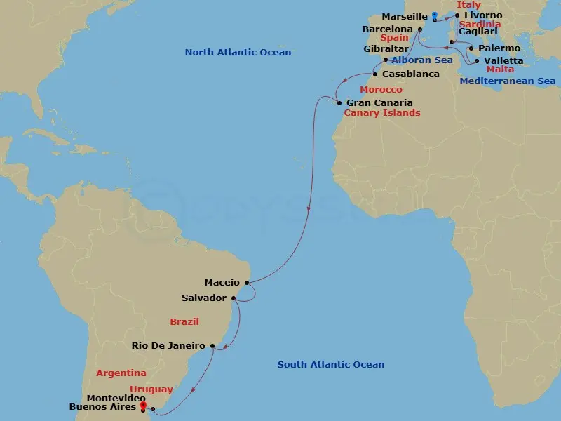 Itinerary schematic diagram
