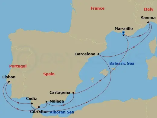 Itinerary schematic diagram