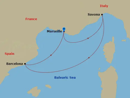 Itinerary schematic diagram