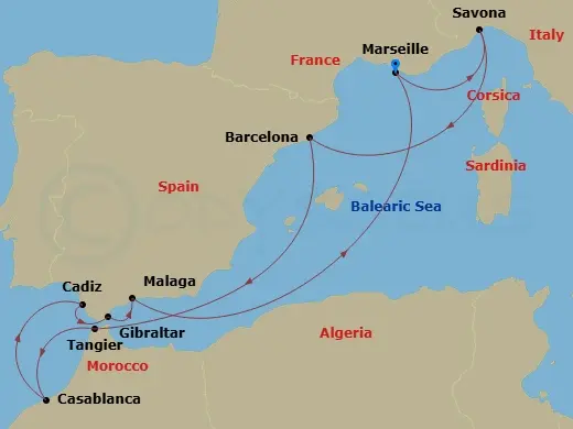 Itinerary schematic diagram