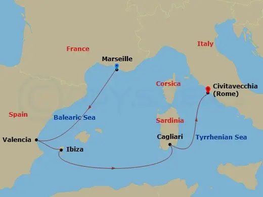 Itinerary schematic diagram