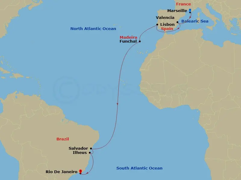 Itinerary schematic diagram