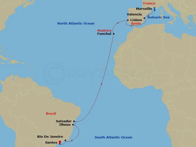 Itinerary schematic diagram