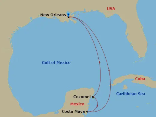 Itinerary schematic diagram