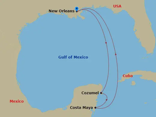 Itinerary schematic diagram