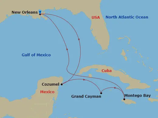 Itinerary schematic diagram