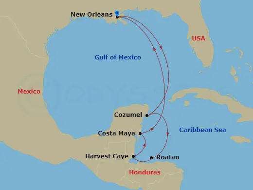 Itinerary schematic diagram