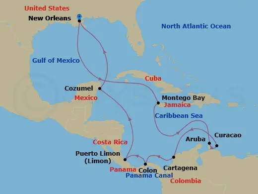 Itinerary schematic diagram