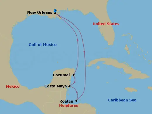 Itinerary schematic diagram