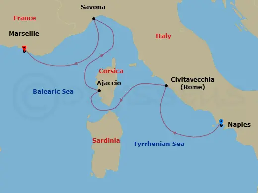 Itinerary schematic diagram