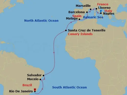 Itinerary schematic diagram
