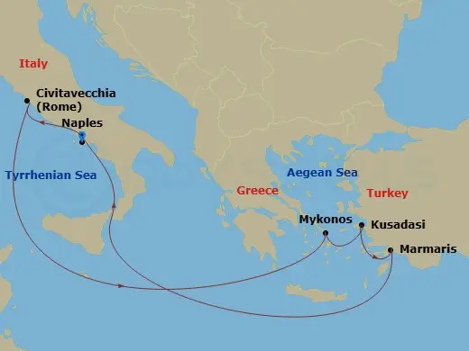 Itinerary schematic diagram