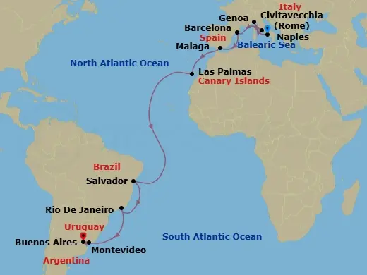 Itinerary schematic diagram