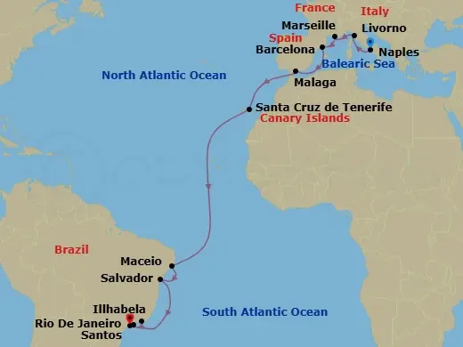 Itinerary schematic diagram