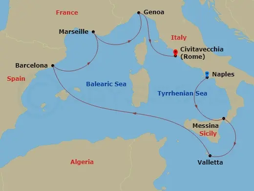 Itinerary schematic diagram