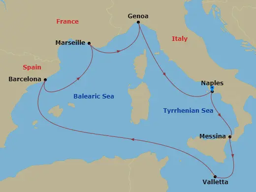 Itinerary schematic diagram