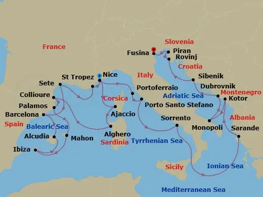 Itinerary schematic diagram